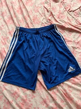 adidas Bright Blue Athletic Shorts with White Logo Tag